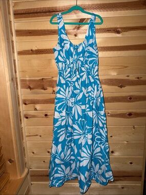 GAP Turquoise & White Floral Maxi Dress
